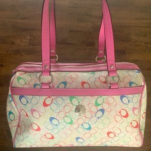 Leather Coach Monogram Handbag